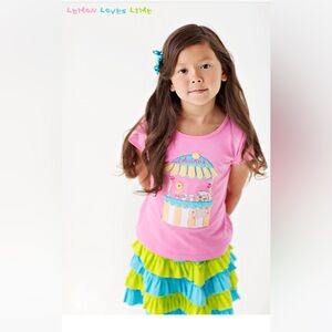 NWT Lemon Loves Lime Cotton Candy Appliqué Tee and Ruffle Skirt Size 3